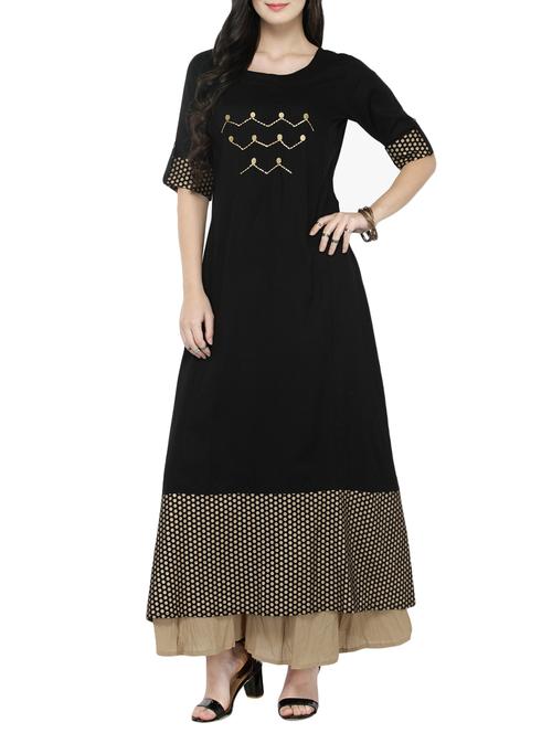 embroidered a-line kurta - 14646578 - Very Small Image - 1
