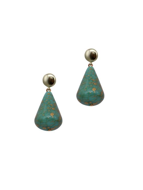 Green Metal Drop Earrings - 14646617 - Very Small Image - 1