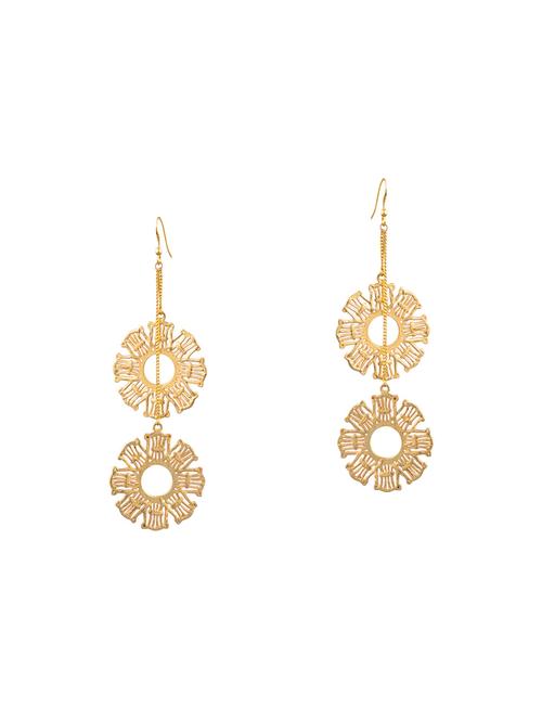 gold metal drop earrings - 14646622 - Very Small Image - 1