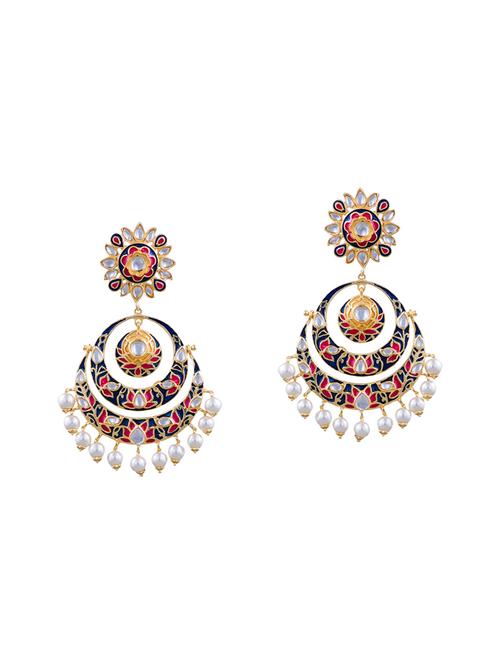 blue metal meenakari earrings - 14646623 - Very Small Image - 1