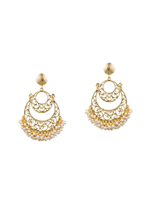 gold metal chandbali earrings - 14646628 - Very Small Image - 1
