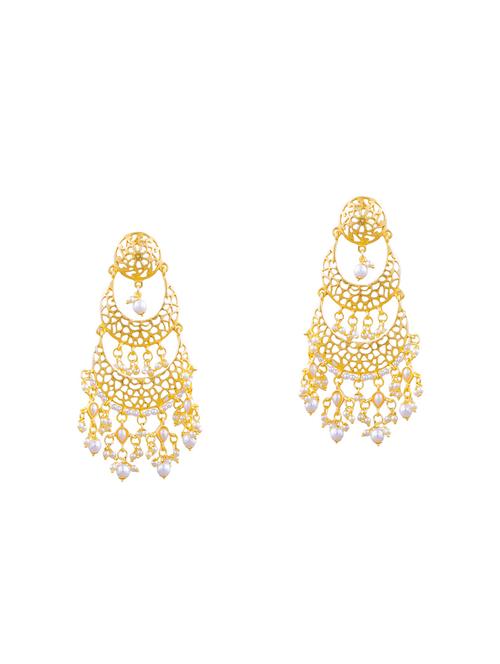 gold metal chandelier earrings - 14646641 - Very Small Image - 1