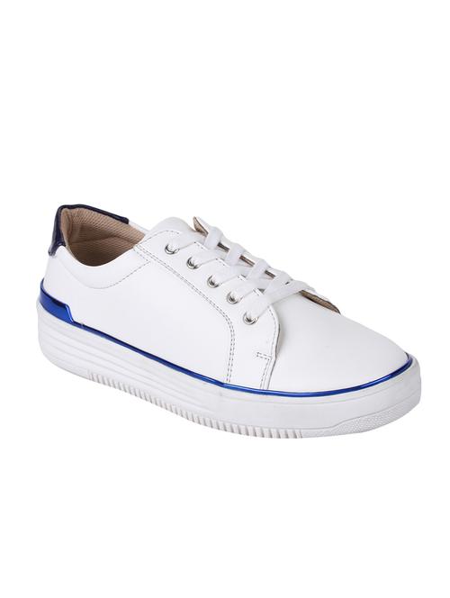 white faux leather laceup sneakers - 14647387 - Very Small Image - 1