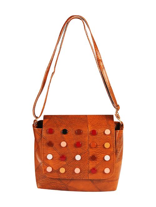 brown leatherette  regular sling bag - 14648149 - Very Small Image - 1