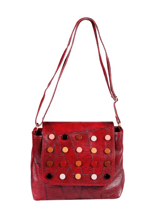 maroon leatherette  regular sling bag - 14648220 - Very Small Image - 1