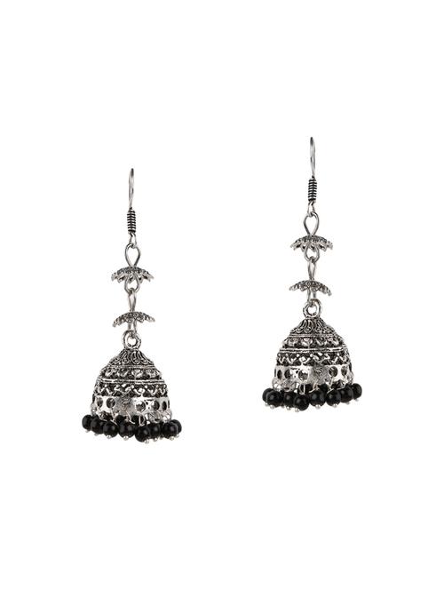 black metal jhumka earrings - 14648632 - Very Small Image - 1