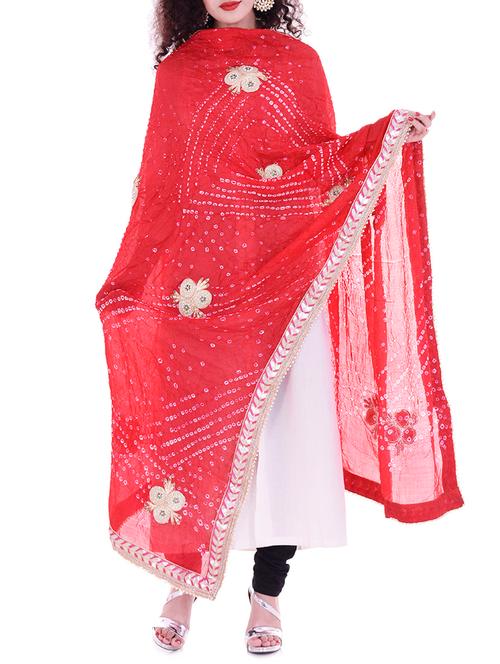 red art silk dupatta - 14649645 - Very Small Image - 1
