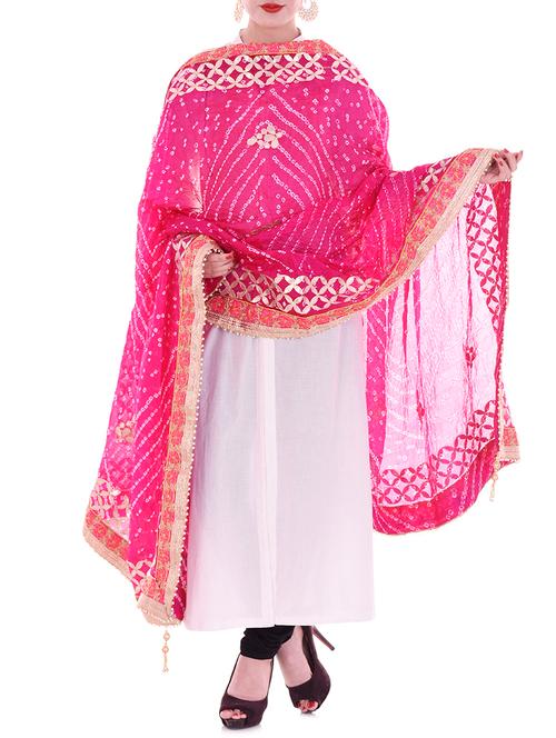 pink art silk dupatta - 14649659 - Very Small Image - 1