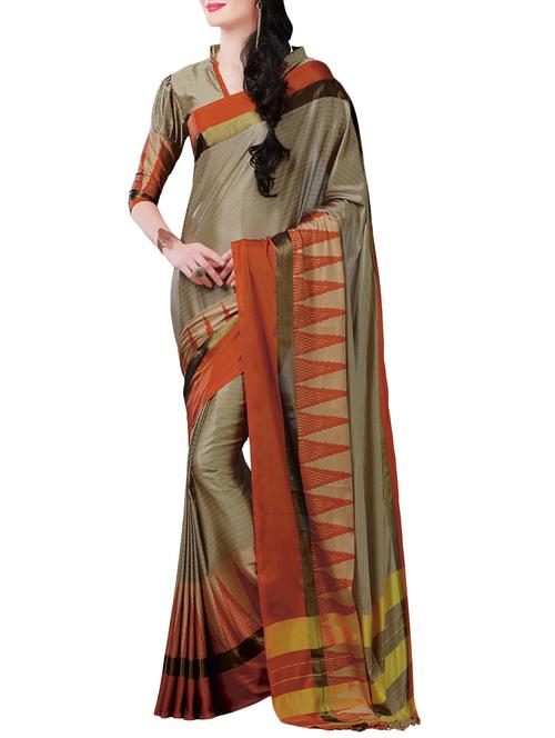 beige cotton silk saree with blouse - 14649773 - Very Small Image - 1