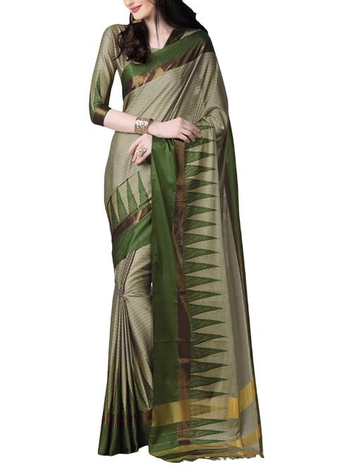beige cotton silk saree with blouse - 14649777 - Very Small Image - 1