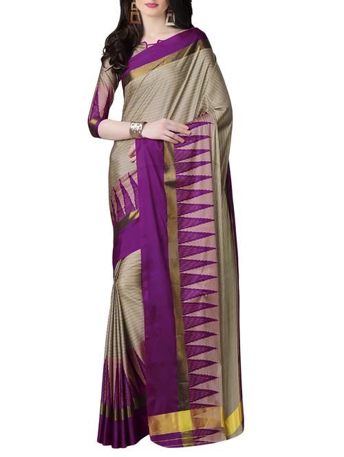 beige cotton silk saree with blouse - 14649779 - Very Small Image - 1