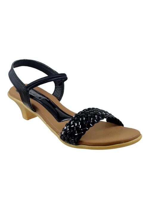 black faux leather back strap sandals - 14651105 - Very Small Image - 1