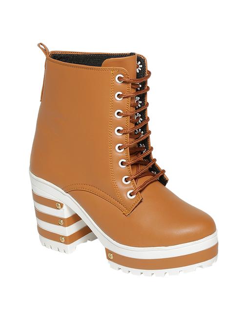 Tan Faux Leather Ankle Boot - 14651208 - Very Small Image - 1