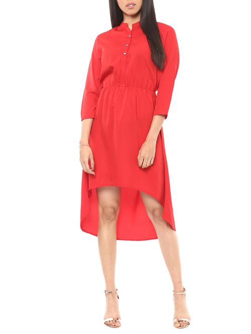 elasticated waist high-low dress - 14651526 - Very Small Image - 1