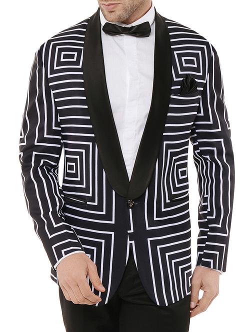 black printed silk tuxedo blazer - 14655250 - Very Small Image - 1