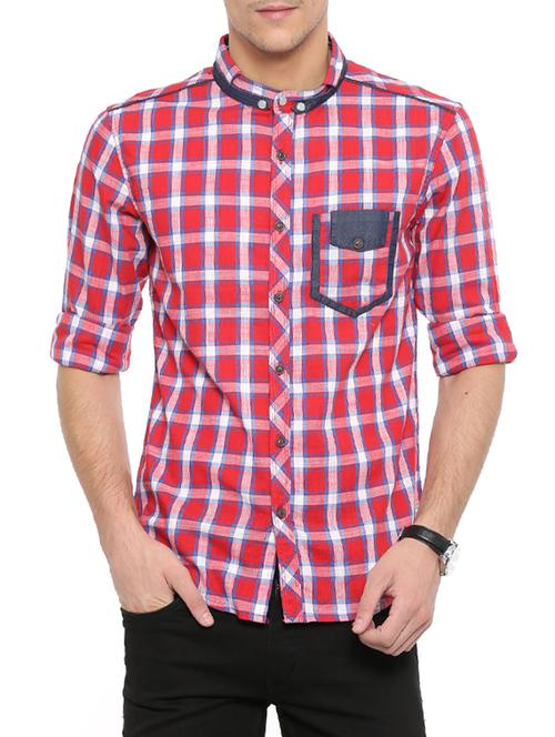 red cotton casual shirt - 14655640 - Very Small Image - 1