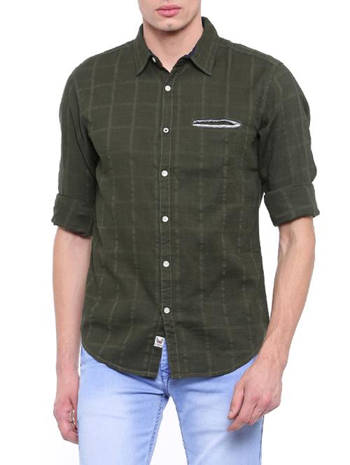 green cotton casual shirt - 14655763 - Very Small Image - 1