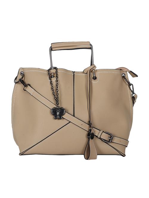 Beige Leatherette Regular Handbag - 14655837 - Very Small Image - 1