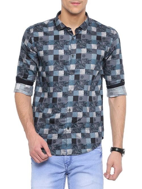 blue cotton casual shirt - 14656037 - Very Small Image - 1