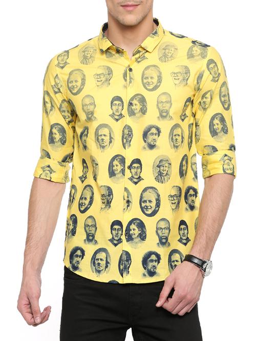 yellow cotton casual shirt - 14656042 - Very Small Image - 1