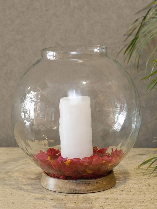 globe hammered pattern candle holder - 14656156 - Very Small Image - 1