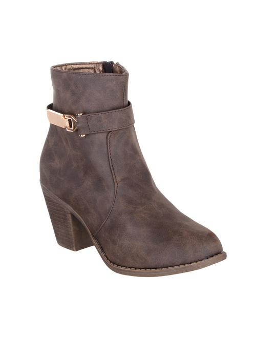 brown faux leather ankle  boot - 14656453 - Very Small Image - 1