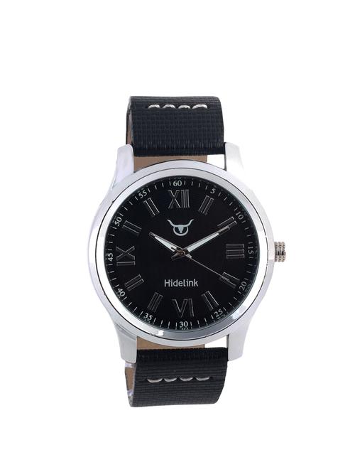 hidelink black matt dial  analog smart wrist watch for men with silver case and black strap(ws11011) - 14656858 - Very Small Image - 1