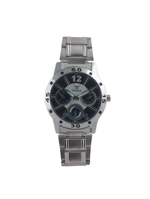 hidelink black matt dial analog smart wrist watch for men with silver case and silver metal strap (ws11019) - 14656867 - Very Small Image - 1