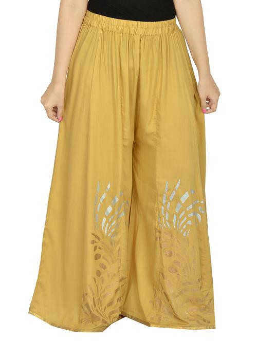 beige rayon printed palazzo - 14657535 - Very Small Image - 1