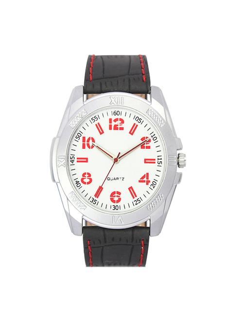 the shopoholic analog white dial black leather belt watches for men-watches for boys - 14658207 - Very Small Image - 1