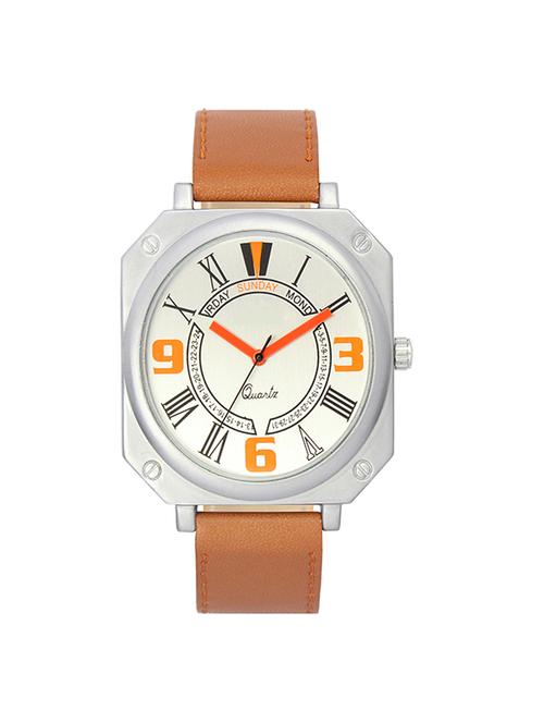 the shopoholic analog white dial brown leather belt watches for boys-men watch - 14658221 - Very Small Image - 1