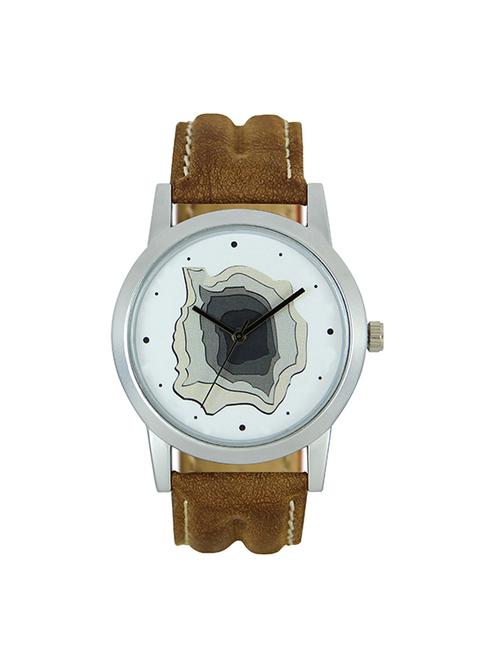The Shopoholic Analog Newest Arrival White Dial Brown Leather Belt Watches For Boys-watch For Men Formal - 14658235 - Very Small Image - 1