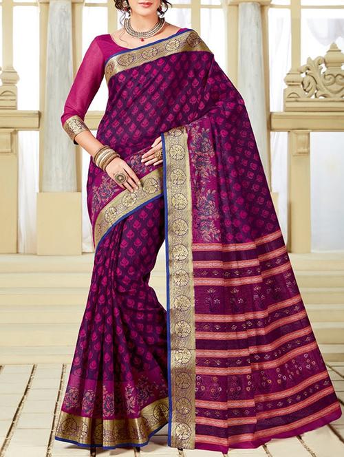 zari border printed saree with blouse - 14658352 - Very Small Image - 1