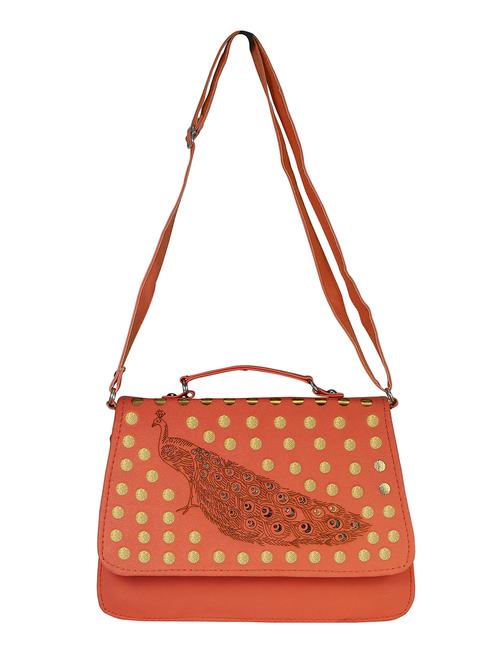 orange leatherette  regular sling bag - 14660512 - Very Small Image - 1