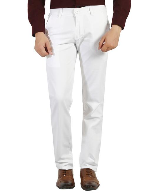 white cotton flat front formal trouser - 14661843 - Very Small Image - 1