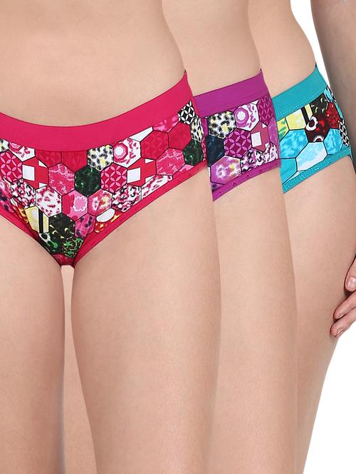 set of 3 multi colored printed panties - 14662501 - Very Small Image - 1