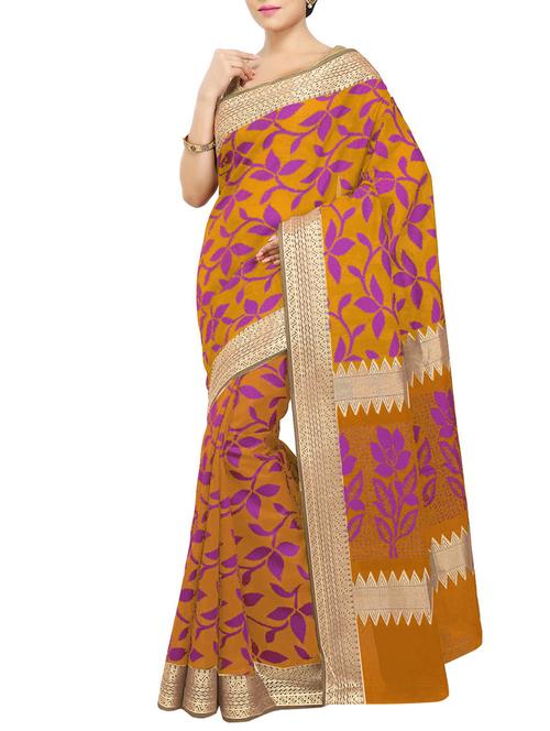 green silk woven saree with blouse - 14663477 - Very Small Image - 1