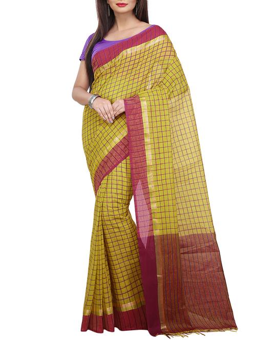 yellow cotton printed saree with blouse - 14663499 - Very Small Image - 1
