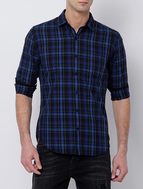 blue cotton casual shirt - 14664076 - Very Small Image - 1