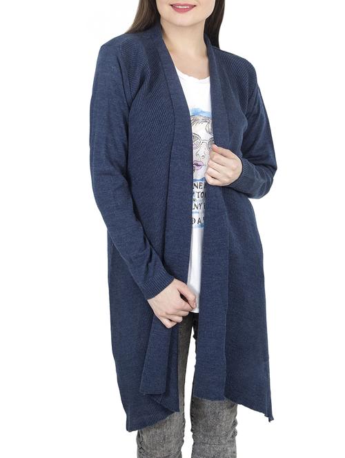 dark blue woolen shrug - 14664285 - Very Small Image - 1