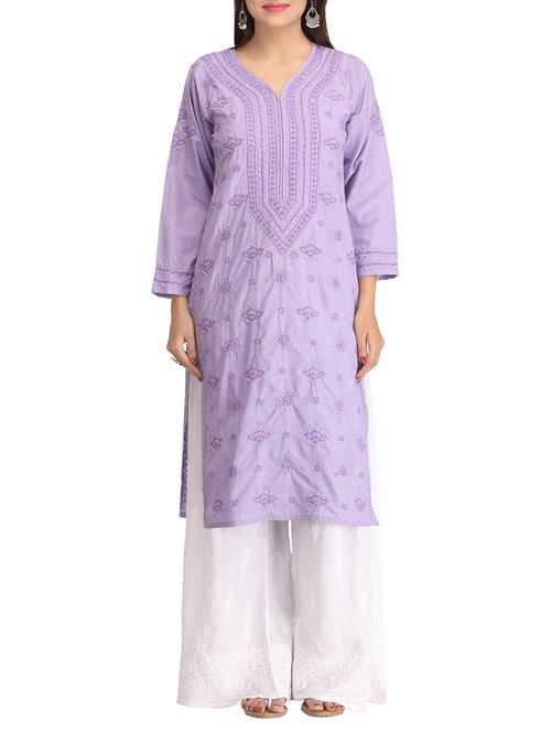 ADA purple cotton straight kurta - 14664710 - Very Small Image - 1