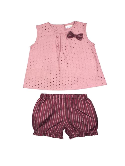 pink cotton twin set - 14666093 - Very Small Image - 1