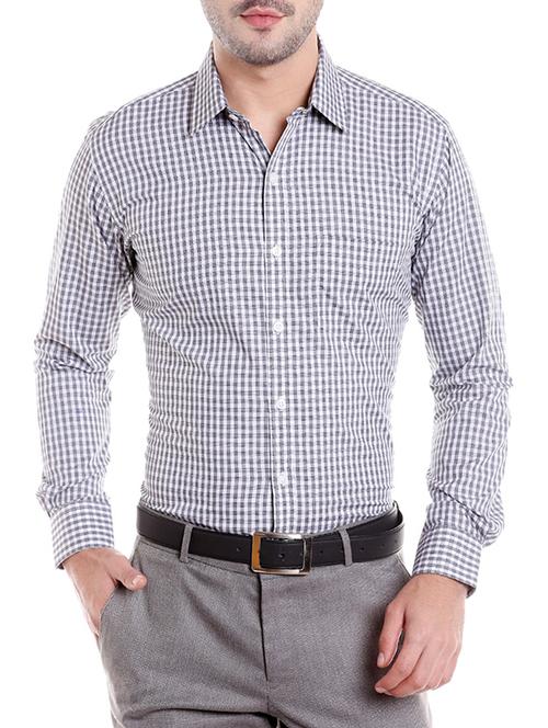 grey cotton formal shirt - 14666385 - Very Small Image - 1