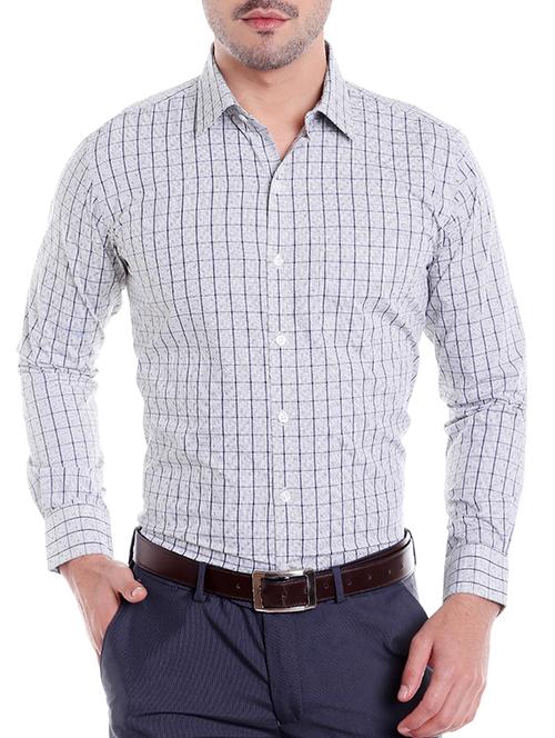 grey cotton formal shirt - 14666392 - Very Small Image - 1
