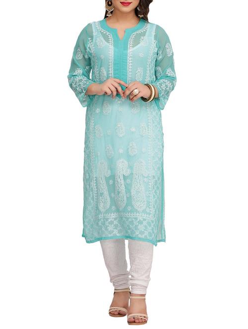 ada green faux georgette straight kurta - 14667463 - Very Small Image - 1