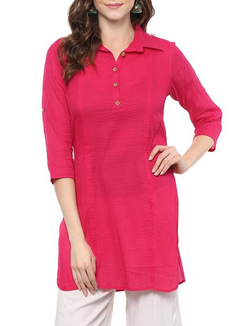 pink cotton straight kurta - 14668956 - Very Small Image - 1