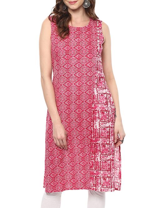 pink cotton straight kurta - 14668962 - Very Small Image - 1
