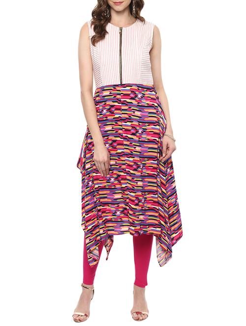 pink rayon asymmetric kurta - 14668966 - Very Small Image - 1