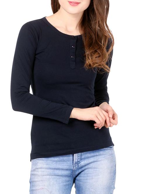 round neck long sleeved henley tee - 14669015 - Very Small Image - 1