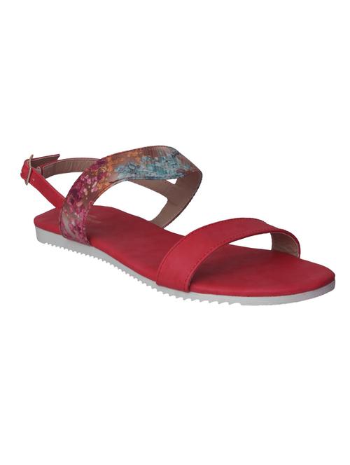 red faux leather back strap sandals - 14669069 - Very Small Image - 1